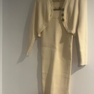 NWT Cream Cropped Cardigan / Midi Skirt Sz Sm SOLD AS A SET